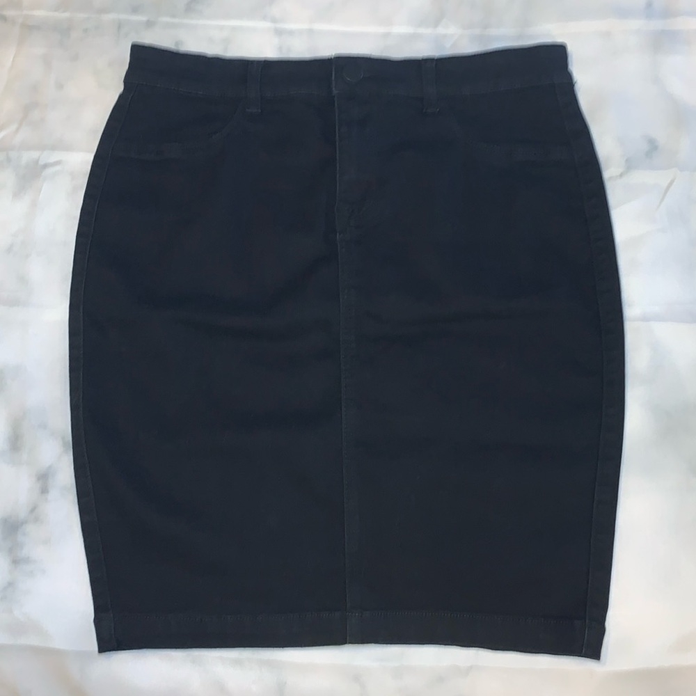 F21+ 14 Black Denim Stretchy Penicl Skirt Forever 21 Plus Size
